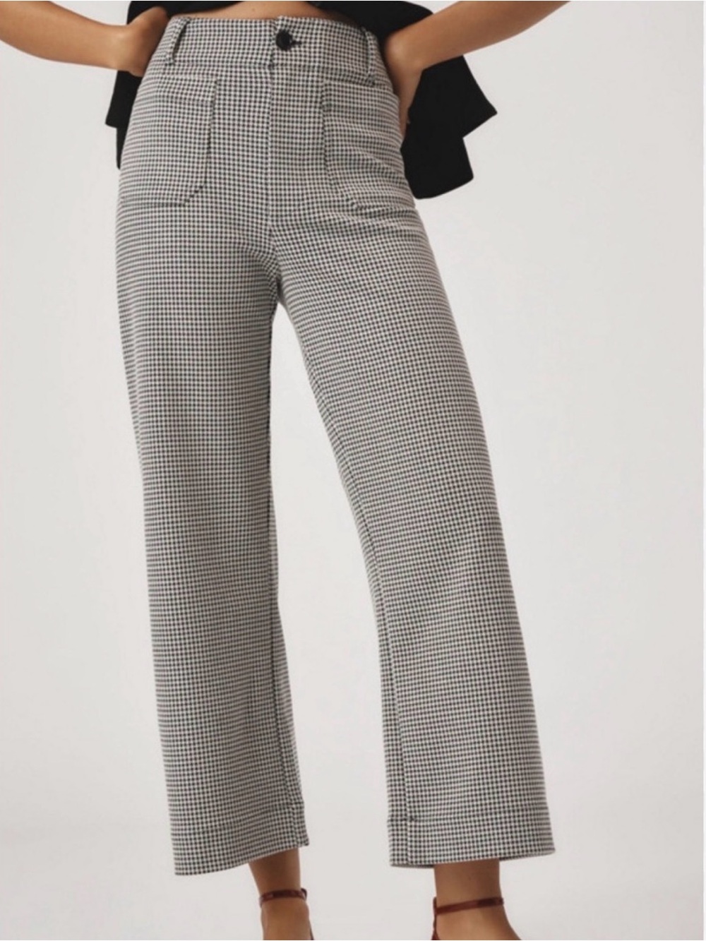 Maeve Anthropologie The Colette Cropped Wide-Leg Pants: Houndstooth Edition
32